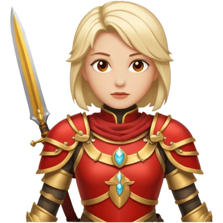 Ember Baroness + gold-red cuirass + twin blades. negative : characters emoji