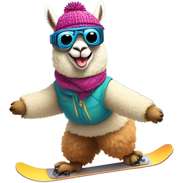 Alpaca snowboarding  emoji