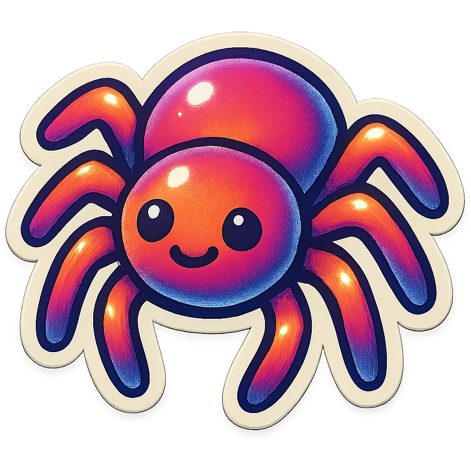 cute spider, retro stickers style, nostalgic and fun emoji