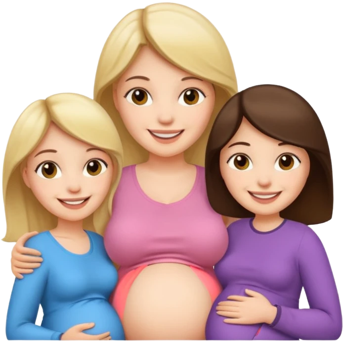 One pregnant woman with her two friends  emoji
