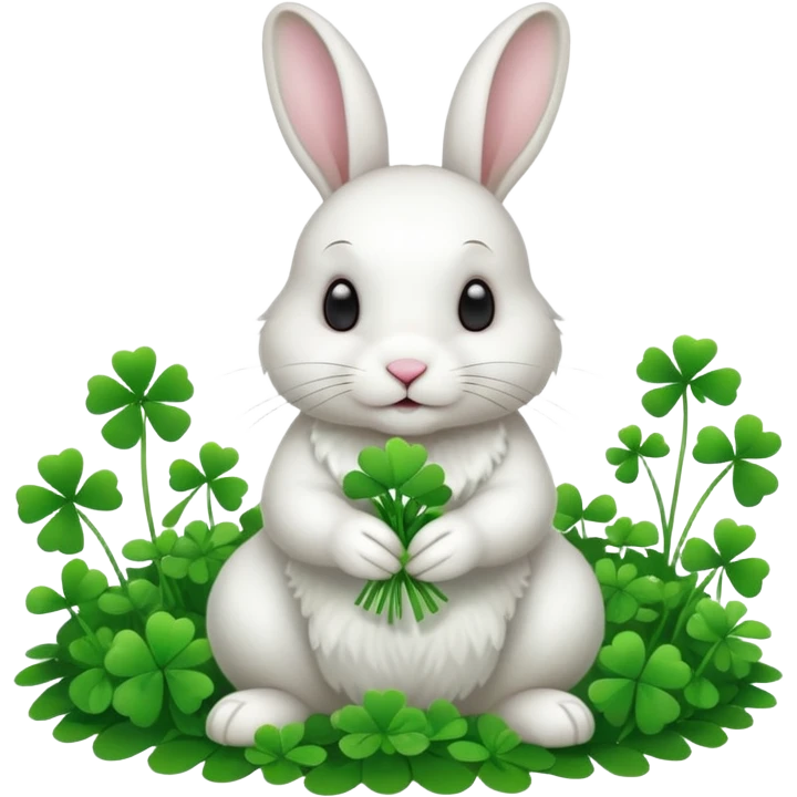 A fluffy rabbit nibbling on a small clover patch.












































 emoji