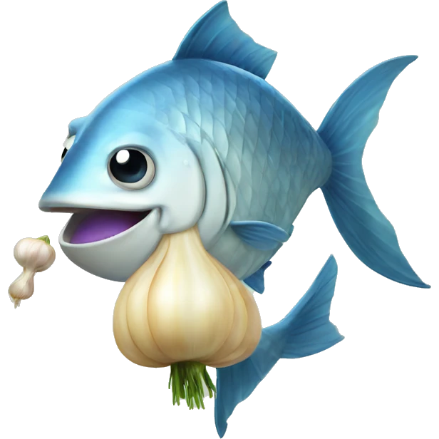 Fish holding garlic  emoji