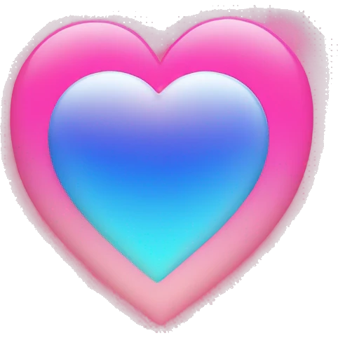 Gradient pink and blue heat with letters “RH” inside the heart emoji