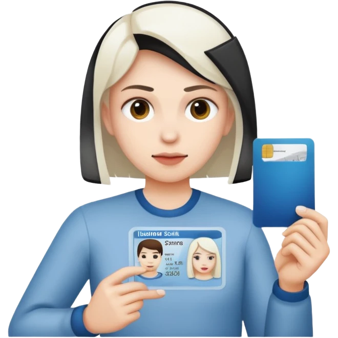 Scissors cutting an ID card in 2 parts.hyper realistic emoji