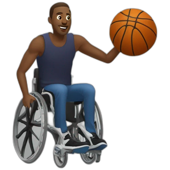 stephen hawkin in wheelchair slam dunking emoji