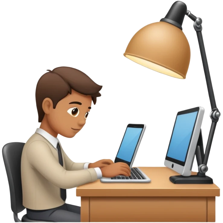persona trabajando sola en un escritorio emoji