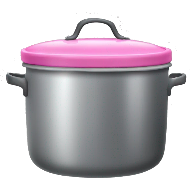 Realistic pink and gray camping cooking pot isolated.  emoji