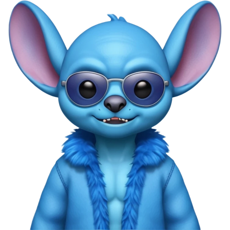 Stitch the blue alien from Lilo & Stitch wearing sunglasses emoji
