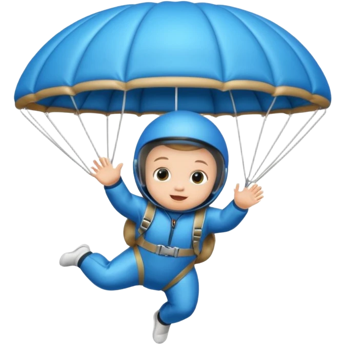 Skydiving baby with parachute and UFO blue emoji