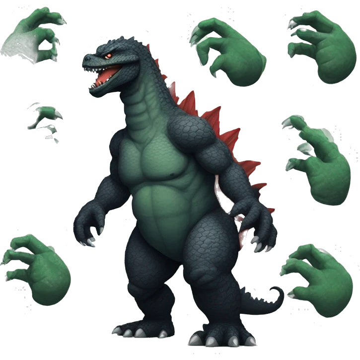 Godzilla with big tattoos on his skin emoji