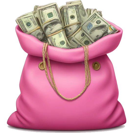 Pink bag full of money emoji