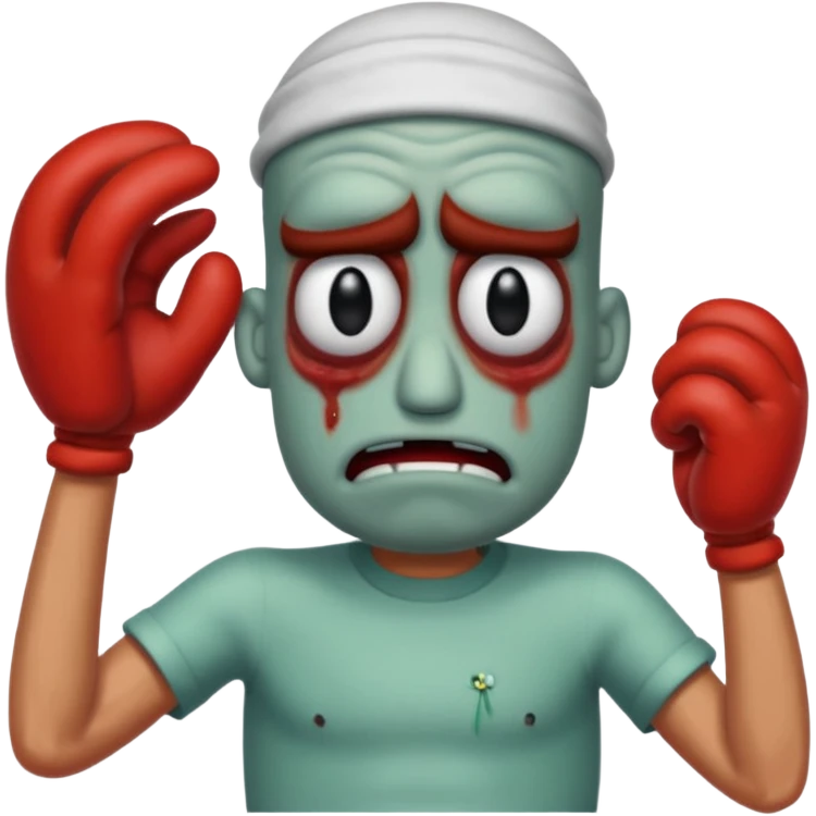 Squidward getting beat up by me Krabs  emoji