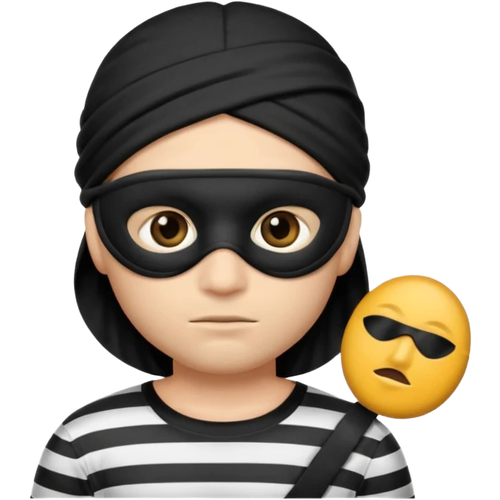 A 3 theif robber emoji,Stripped shirt,eye mask, black head. emoji