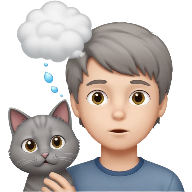 a boy blow hair for a cat emoji