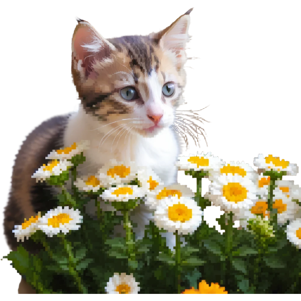 Kitten smells flowers emoji