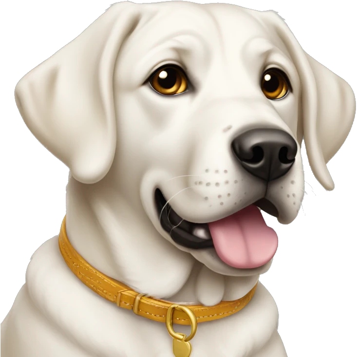 Perro labrador blanco con collar roa emoji