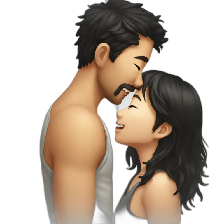 scruffy-boy-and-asian-gilr-kissing emoji