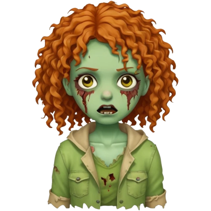 Girl zombie with ginger curly hair  emoji