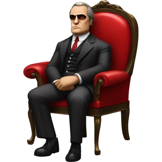 vito corleone as a mafia boss sitting on a red chair emoji