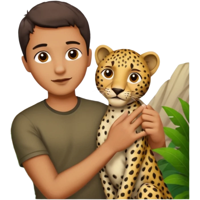 A man fingering a leopard emoji