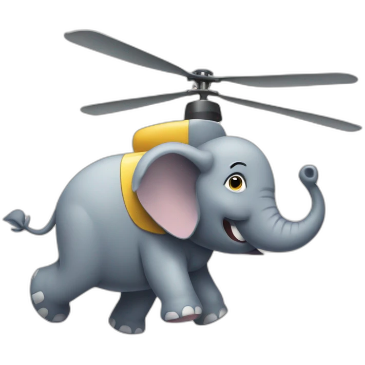 elephant flying an helicopter emoji