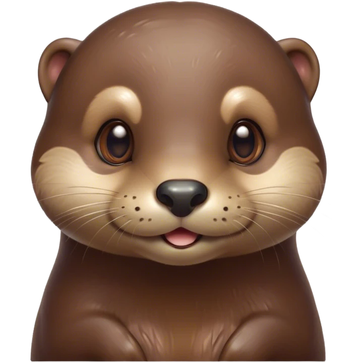 Cinematic Cute Otter Portrait Emoji, Head tilted playfully and inquisitively, featuring a glossy, streamlined brown Fur with a cute, twitching nose and round, sparkling eyes filled with curiosity, Simplified yet irresistibly adorable features, highly detailed, glowing with a warm, friendly glow, high shine, affectionate and sprightly, stylized with a touch of aquatic whimsy, bright and endearing, soft glowing outline, capturing the essence of a mischievous yet loving otter, so playful it feels like it could splash out of the screen and into your arms! emoji