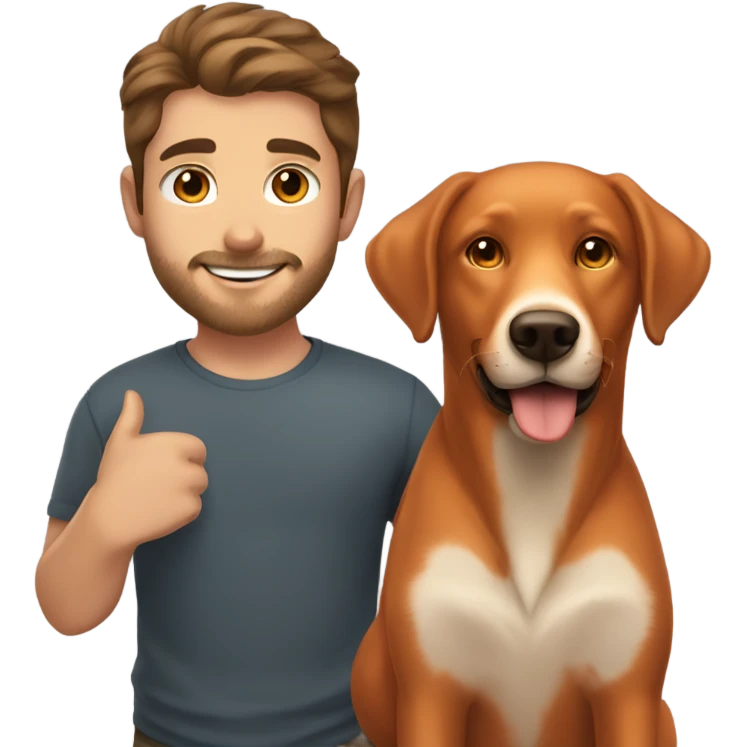 Handsome brown haired man and fox red labrador retriever emoji
