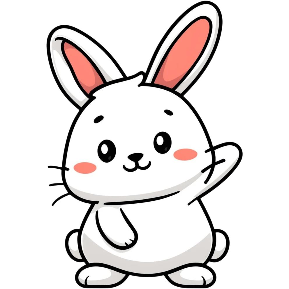 A cute cartoon rabbit with a loving expression, with text saying "buenas noches, hijito mío!" emoji
