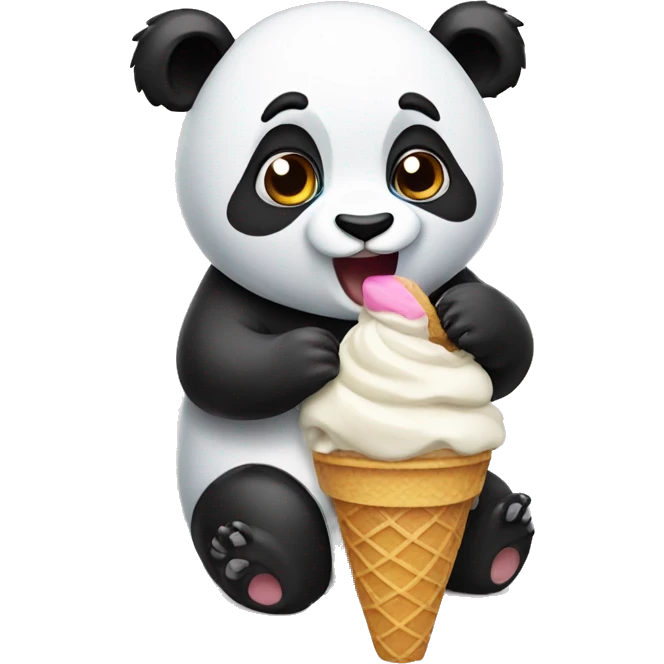 Panda eating ice cream emoji