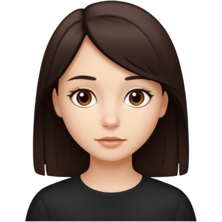Can you make a girl with dark brown eyes with dark brown hair straight medium hair length emoji