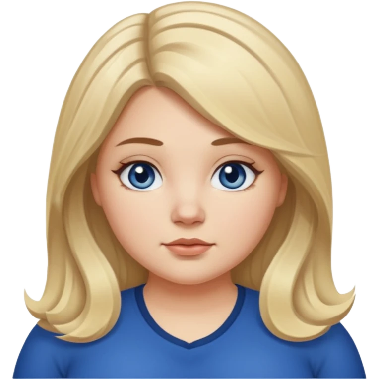 fat white girl long light brunette / blonder8 hair girl with darker roots in her hair middle part and dark blue eyes that's not really tan but not pale emoji