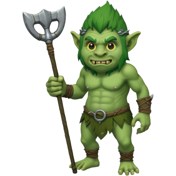 Isometric view full grunky body troll with club  emoji