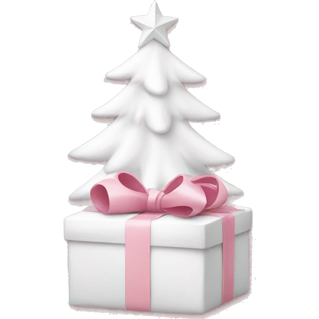 Light pink Christmas gifts under a white Christmas tree  emoji