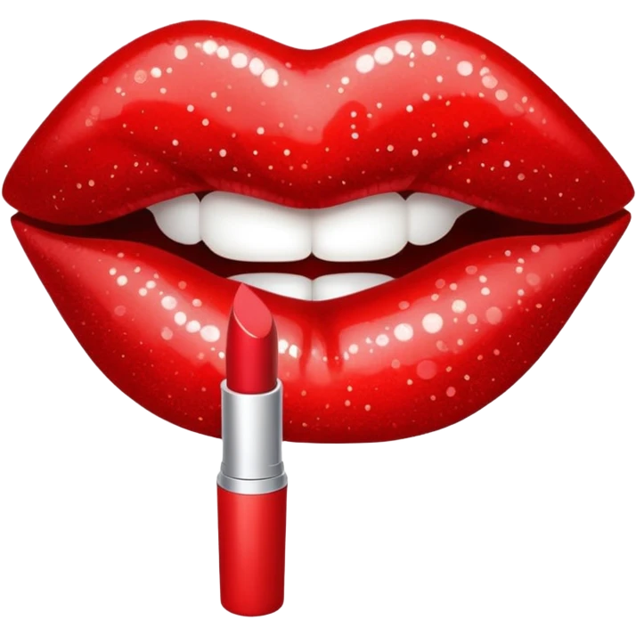 glittery red lipstick kiss mark emoji
