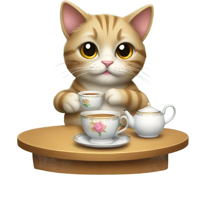 Cat drink tea emoji