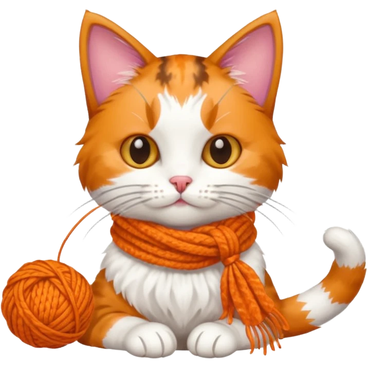 Cat knitting a tiny scarf emoji