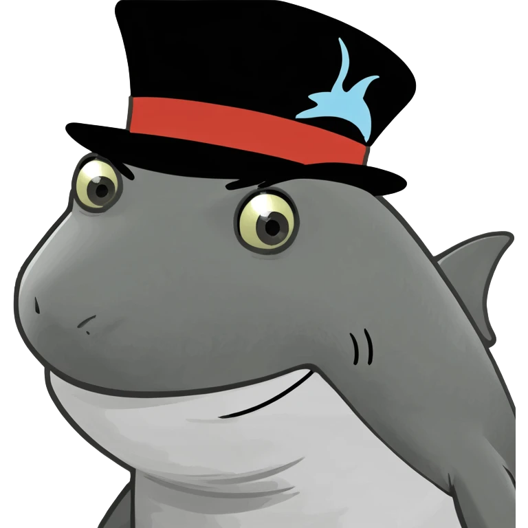 Shark with a top hat emoji