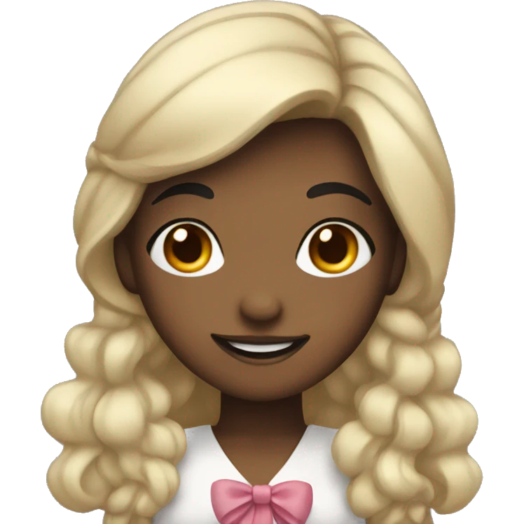 black hair girl smiling with a bow emoji