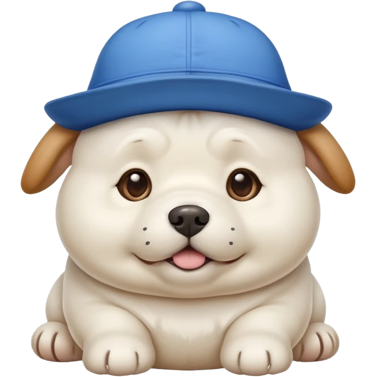 white chubby Dog and have blue hat (snoopy brother) emoji