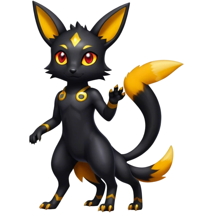 Shiny Dark Cute Edgy Cool Umbreon-Litten-fusion-hybrid full body  emoji