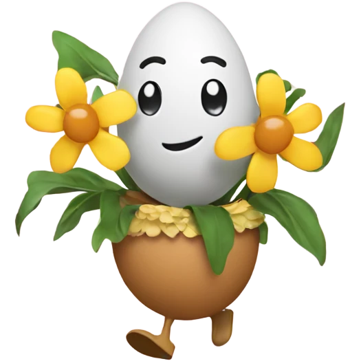 Egg dancing with flowers emoji