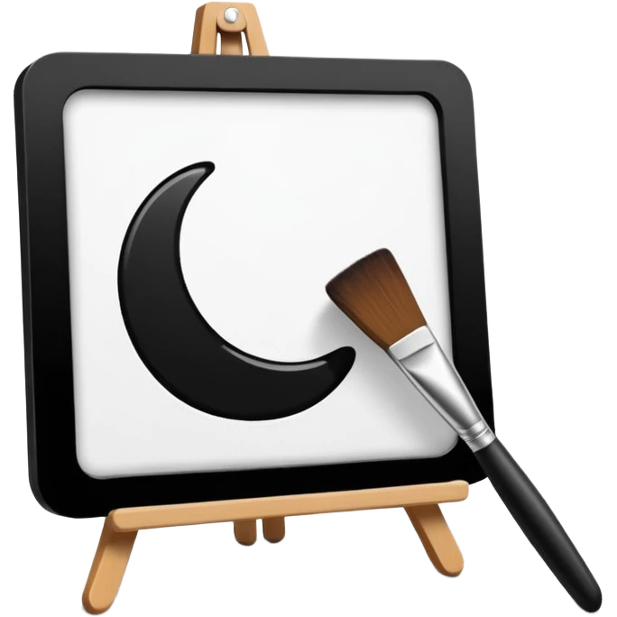 Visualize on-brand content — instantly. black white pallete preferred. brush painting on a canvas. app icon. modern, sleek, minimalistic. ai generated. emoji