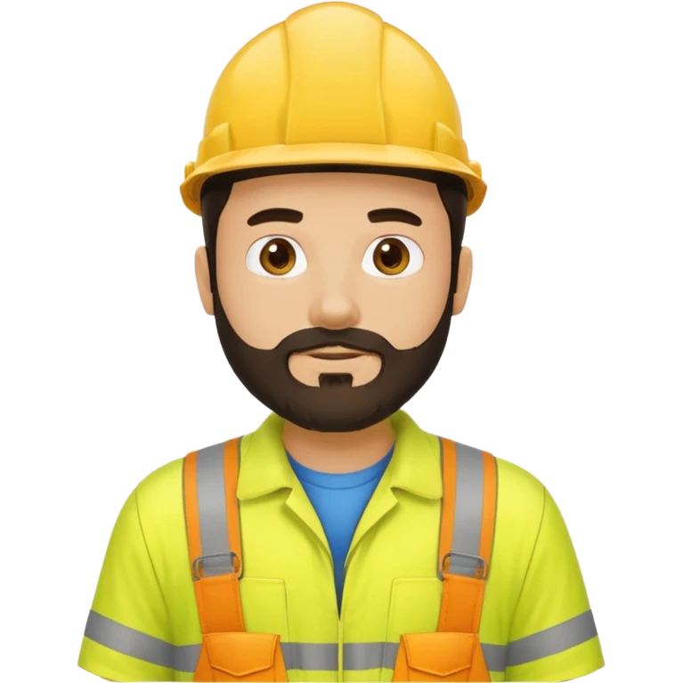 man with dark hair and beard and yellow hi vis overalls emoji
