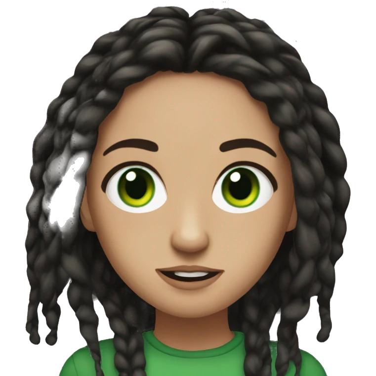Effy Stonem, portrait, memoji, black dread-locks, green eyes  emoji