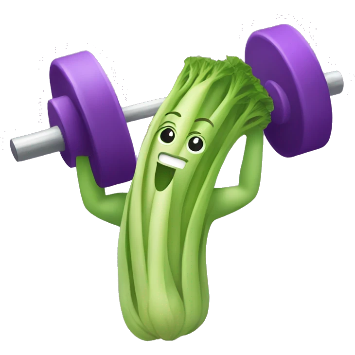 Purple celery lifting weights  emoji
