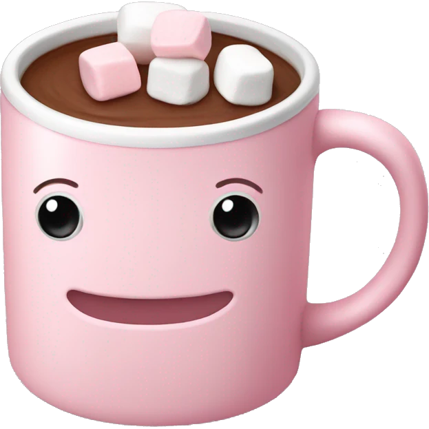 Light Pink mug of hot chocolate with marshmallows  emoji