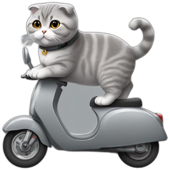 grey Scottish fold on a scooter grey emoji