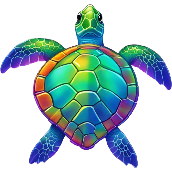 Lisa Frank, rainbow sea turtle with star on shell  emoji