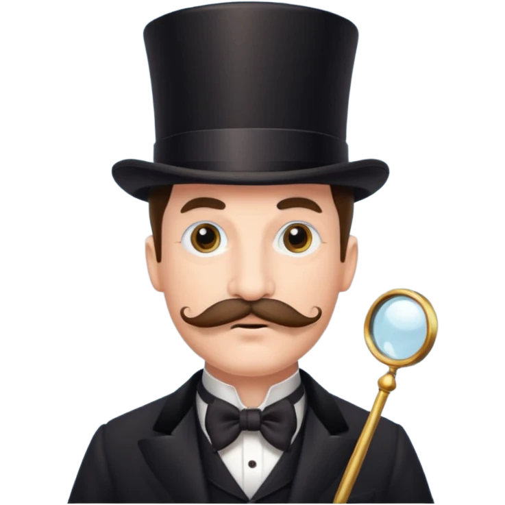 Fancy man with top hat and mustache with fancy look on his face and monocle on his eye emoji