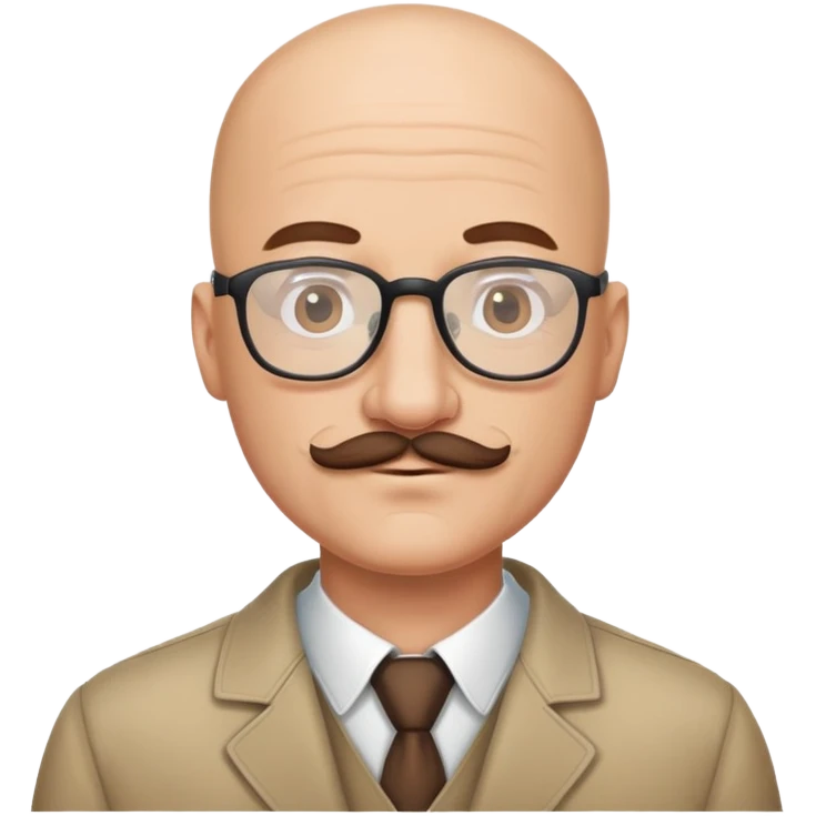 Bald man with glasses and moustache emoji